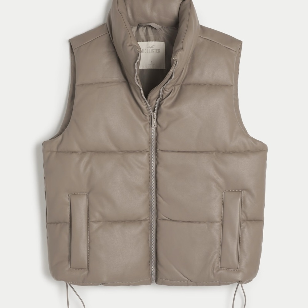 leather hollister puffer vest brand new